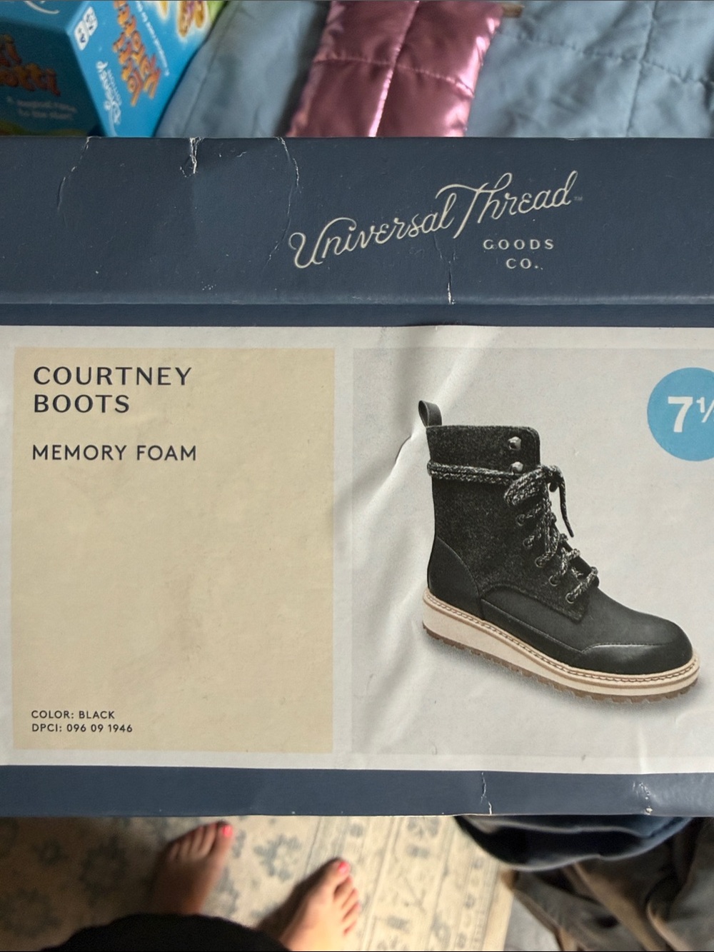Universal Thread Black Lace-Up Courtney Boots with Contrast Welt
